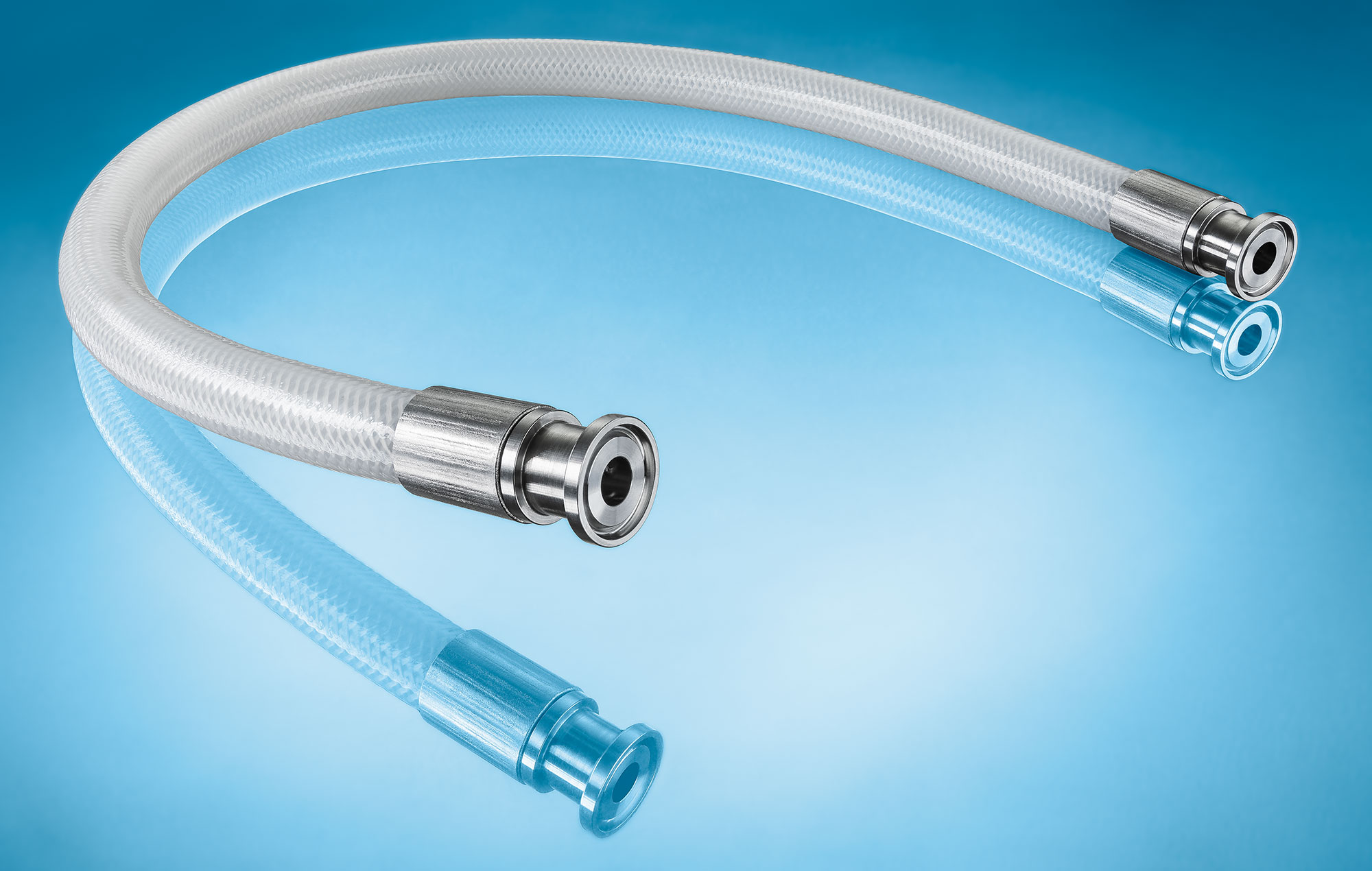 New BioPure Braided Hose assemblies offer a total solution for bulk fluid transfer in critical bioprocess fluid transfer applications