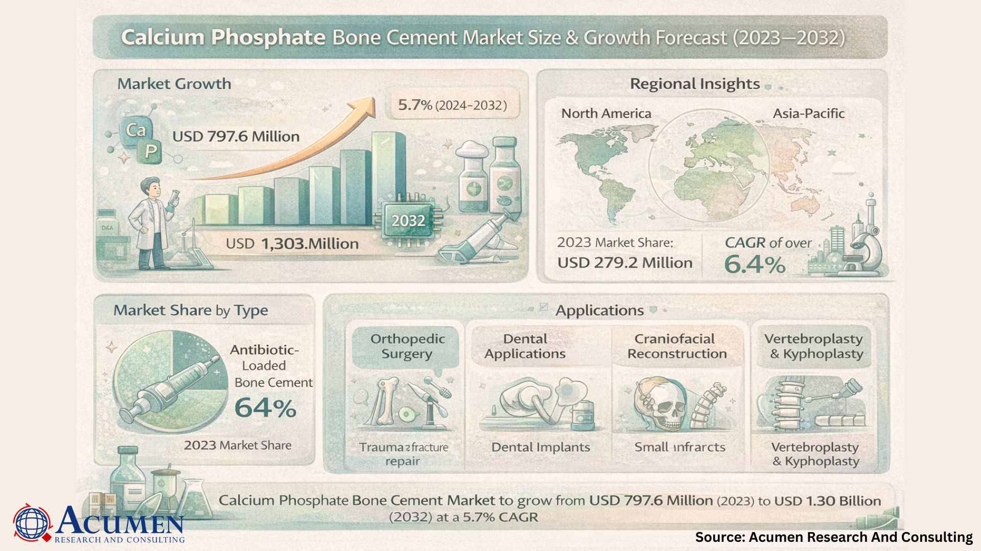 Calcium Phosphate Bone Cement Market Size to Reach USD 1.30 Billion by 2032 Amid Rising Orthopedic Procedures